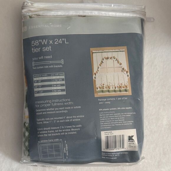 Vintage Sunflower Gingham Kitchen Curtain Cafe Curtains - Picture 5 of 8